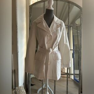 Old Navy, white trenchcoat with tan stitching never worn